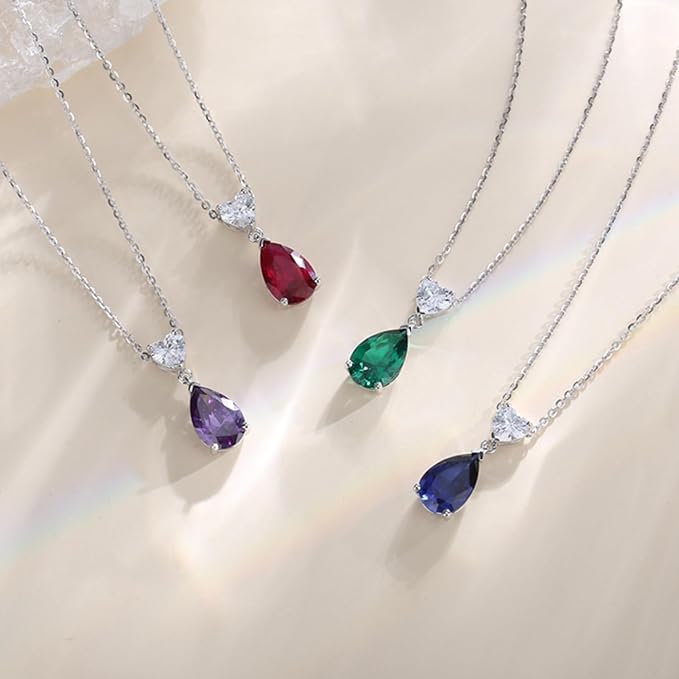 誕生石 ネックレス レディース 12ヶ月 誕生石 しずく ハート モチーフ ジルコニア シルバー ペンダント S925 お守り石 アクセサリー クリスマス 誕生日 プレゼント ギフト ご褒美 ラッピング付き